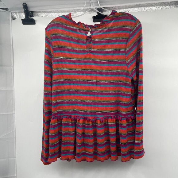 Altard State Lightweight Striped Sweater Ruffle Hem Long Sleeve Size Large - Picture 7 of 9